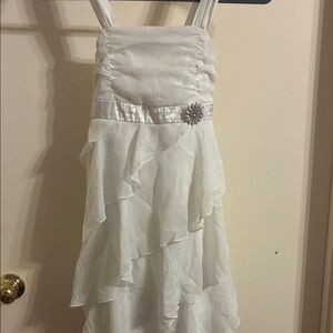 Charming White Layered Kids Dress